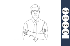 Confident businessman with folded arms line art vector illus Product Image 1