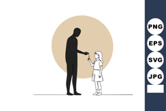 Father and Daughter Interaction Silhouette Vector Illustrati Product Image 1