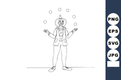 Clown juggling balls in simple line art style vector illustr Product Image 1