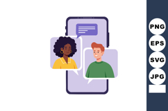 Mobile phone video call with diverse man and woman chatting Product Image 1