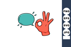 Hand making ok gesture with speech bubble comic style vector Product Image 1