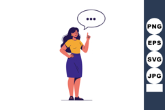 Woman standing with speech bubble communication and expressi Product Image 1
