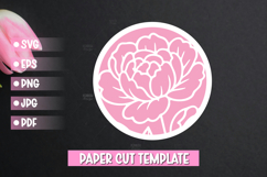 Flowers Paper Cut Round Sign Template Product Image 1