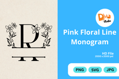 Pink Floral Line Monogram Product Image 1