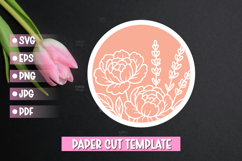 Flowers Paper Cut Round Sign Template Product Image 1
