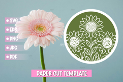 6 Flowers Paper Cut Round Sign Template Product Image 7