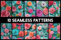 10 Roses Embroidery Seamless Digital Paper 12x12 in Product Image 1