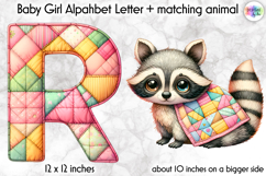 Cute Patchwork Baby Alphabet and Baby Animals PNG, Monogram Product Image 1