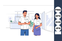 Medical professionals shaking hands in clinic office with mo Product Image 1