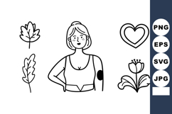 Woman with heart symbol and leaves floral vector illustratio Product Image 1