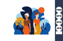 Diverse young women standing outdoors with stylized abstract Product Image 1