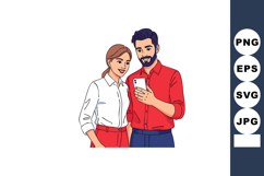 Couple looking at smartphone screen together smiling casual Product Image 1