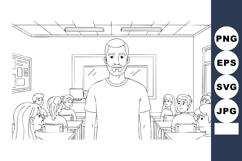 Male teacher standing in classroom with students learning an Product Image 1