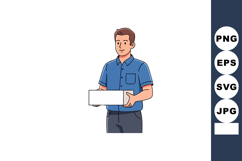 Man holding white box delivery courier service parcel packag Product Image 1