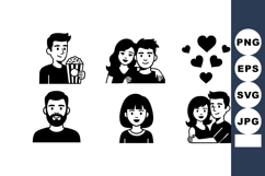 Diverse Happy People Couple Family Love Hearts Cartoon Vecto Product Image 1