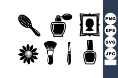Beauty Accessories Vector Set with Hairbrush and Perfume Product Image 1