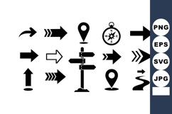 Navigation Arrows Map Pointer Compass Signpost Icons Product Image 1