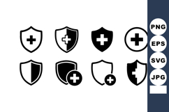 Shield Icons Set Medical Crosses Vector Illustration Product Image 1