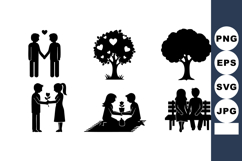 Romantic Couple Love Scenes Vector Set Product Image 1