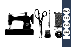 Sewing Machine Scissors Needle Vector Product Image 1