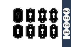 Vintage Keyhole Silhouettes Classic Lock Elements Product Image 1