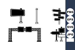 Black and White Road Signs Vector Collection Product Image 1