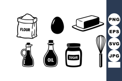 Baking Ingredients Kitchen Tools Flour Egg Butter Oil Sugar Product Image 1
