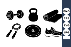 Fitness Equipment Set Vector Illustration Product Image 1