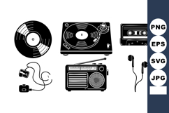 Vintage Music Devices Vinyl Record Vector Illustration Product Image 1