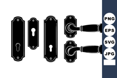 Black Silhouette Vintage Door Handle Lock Set Vector Product Image 1