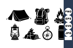 Camping Gear Black Silhouette Vector Icons Product Image 1