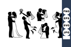 Silhouette Wedding Couple Bride Groom Kissing Product Image 1