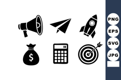 Business Finance Icons Vector Collection Megaphone Rocket Product Image 1