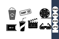 Cinema Movie Icons Popcorn Ticket Drink Reel Product Image 1
