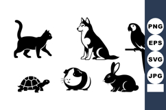 Silhouettes of Common Household Pets Vector Illustration Product Image 1