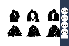Romantic Couple Silhouettes Vector Illustration Product Image 1