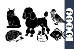 Black Silhouette Cat Poodle Bird Animal Vector Product Image 1
