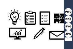 Business Concept Icons Lightbulb Checklist Vector Product Image 1
