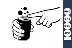 Hand Holding Soda Can and Finger Pressing Tab Vector Product Image 1