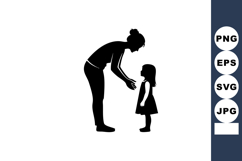Silhouette Mother Talking To Daughter Vector Product Image 1