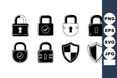 Security Padlock Shield Protection Icons Vector Set Product Image 1