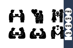 Silhouette Couple Love Romance Heart Gift Vector Product Image 1