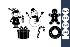 Christmas Holiday Icons Elf Snowman Gingerbread Gift Product Image 1