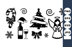 Christmas Holiday Icons Candy Cane Wine Bottle Glass Product Image 1