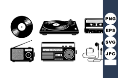 Retro Music Player Collection Vinyl Record Turntable Product Image 1