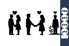 Silhouettes Couples Holding Hands Hearts Vector Product Image 1