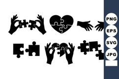 Puzzle Pieces Heart Hands Connection Vector Product Image 1