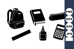 School Supplies Backpack Book Calculator Vector Product Image 1