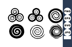 Black Spiral Design Elements With Circular Brush Strokes Product Image 1
