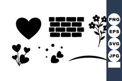 Heart Brick Wall Flower Silhouette Vector Design Product Image 1